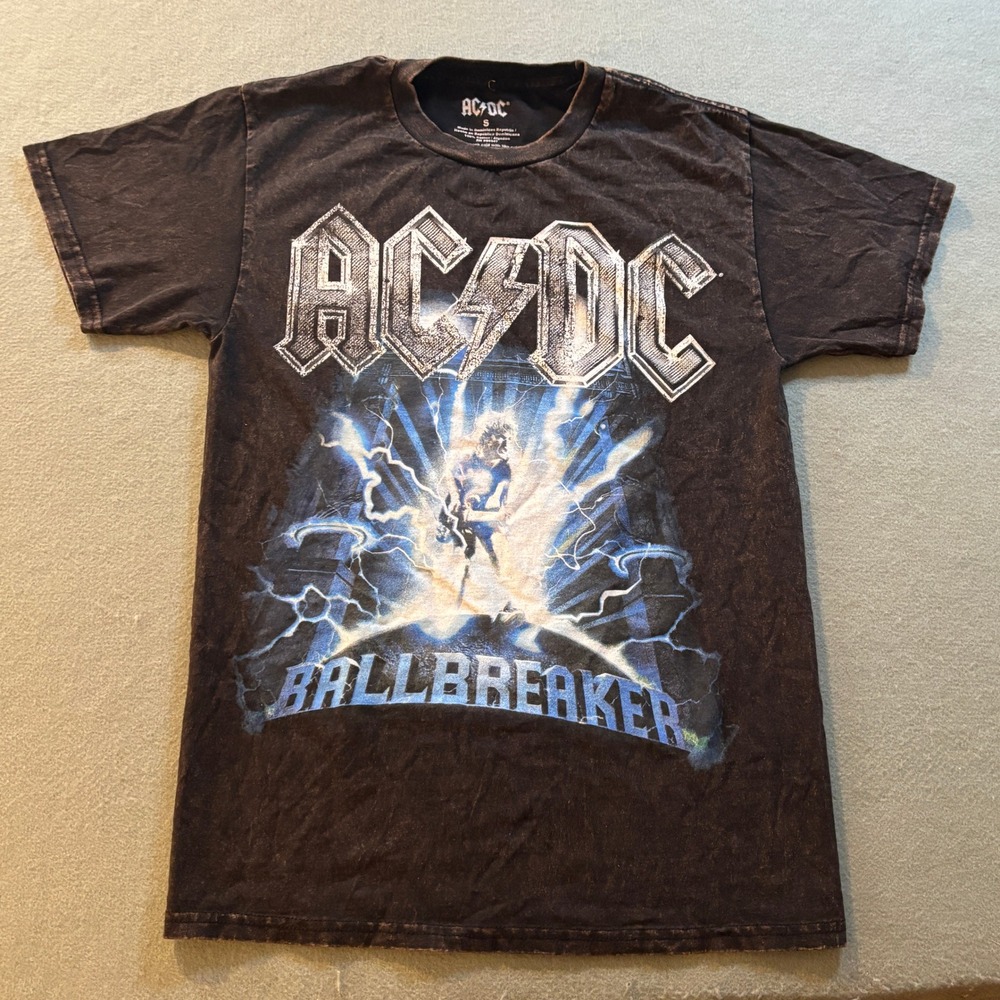 AC/DC Ballbreaker Graphic T Shirt Mens S Black Acid Wash 1996 Tour Rock Band Tee